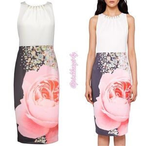 strapless floral dress midi Floral Toile Strapless Dress 2 / Grass/Silk White
